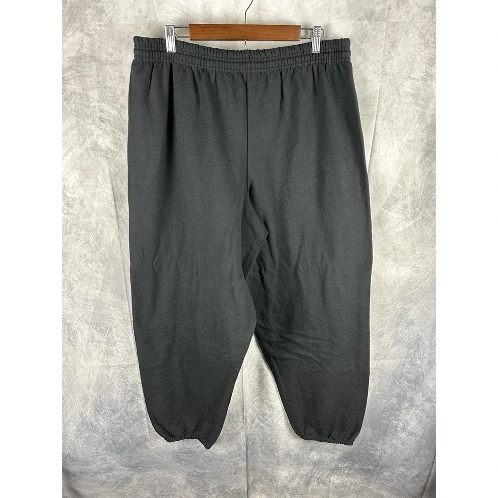 Vtg Hanes Sweatpants Mens 2XL Black Cotton‎ Elastic Cuff Lounge Comfort Blend